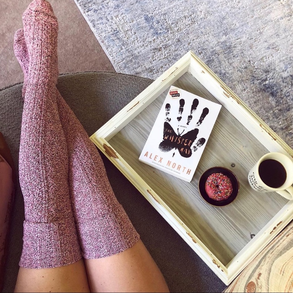 LAST PAIR* Blue colorblock Anthropologie Cable Knit Thigh Highs - Picture 15 of 16